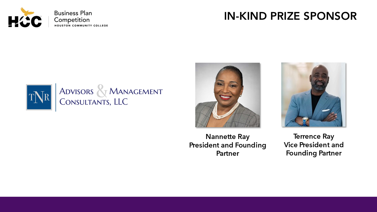 TNR Advisors & Management Consultants 2025 Business Plan Competition In-Kind Prize Sponsor